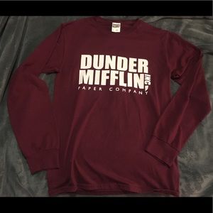 The Office Dunder Mifflin Maroon Long Sleeve Tee